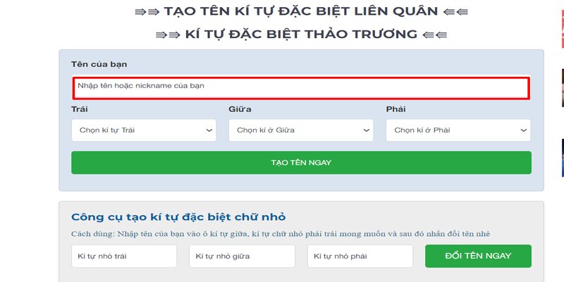 Đặt tên kí tự đặc biệt tai web Thaotruong